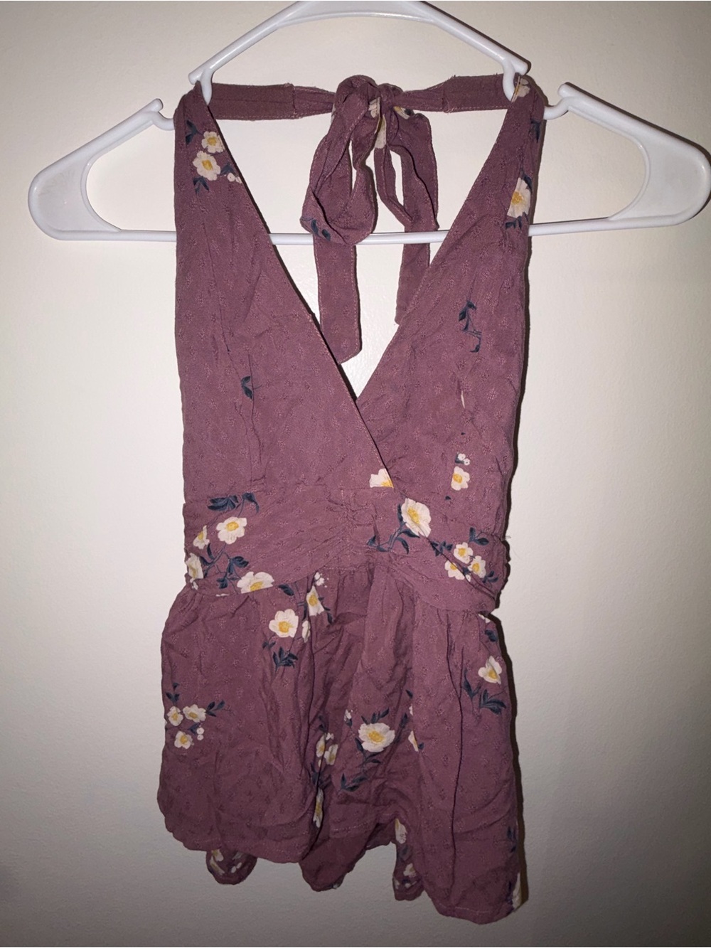 Abercrombie & Fitch Mauve Floral Halter One-Piece Romper